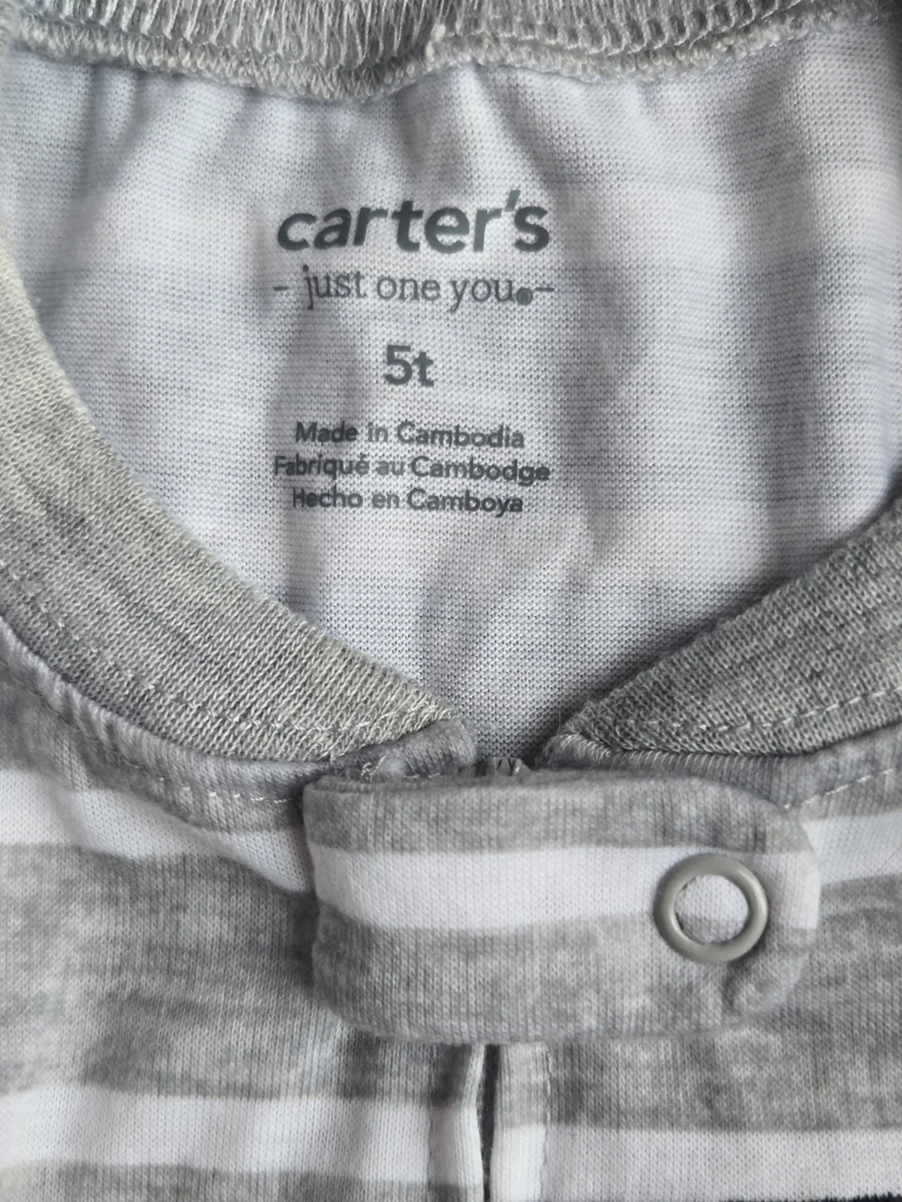 Carter's Gray Striped Kids Pajamas with Orange Tractor